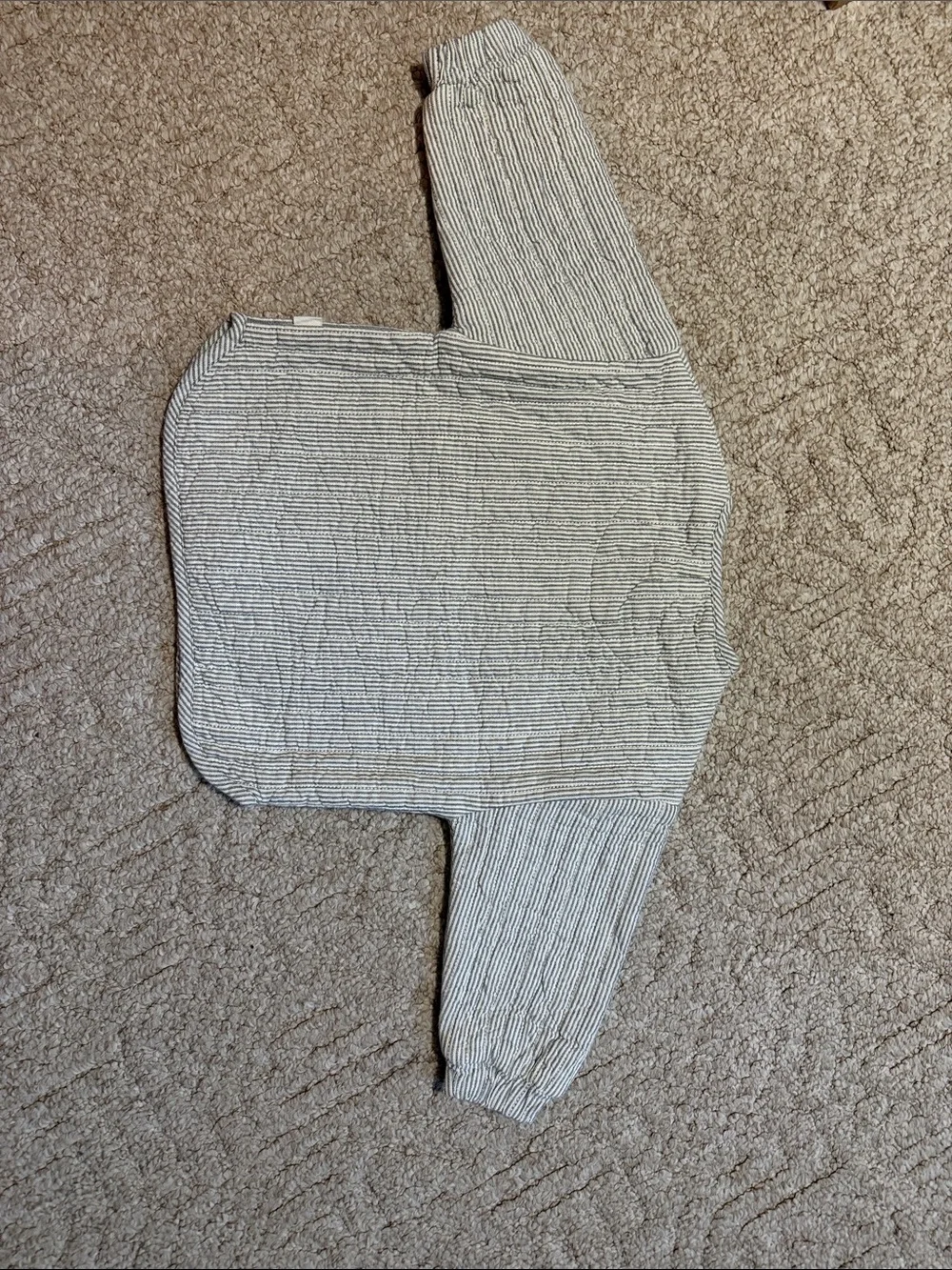 Neutral Striped Kids Button-Front Jacket